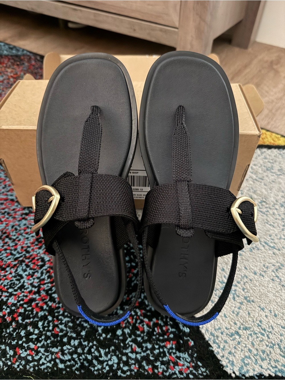 Rothy's The T–Strap Sandal - Black Size 6.5